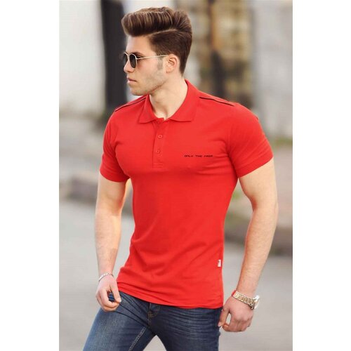 Madmext Men's Red Polo Neck T-Shirt 4558 Slike