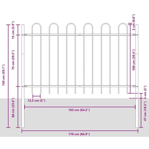 vidaXL Ograja za Vrt Siva Jeklo 170 x 100 cm Trajna Ograja za Vrt Cene