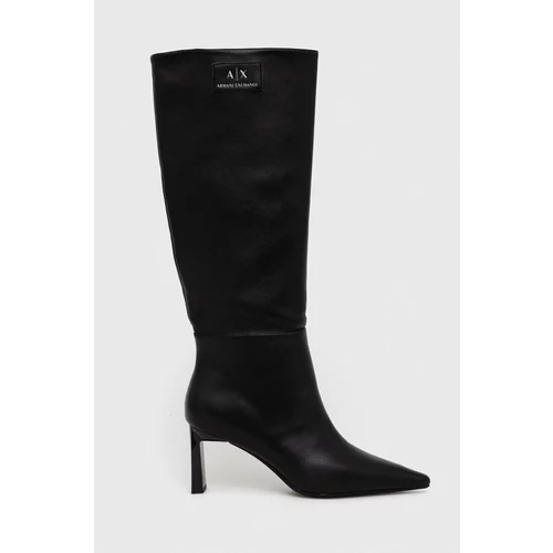 Armani_Exchange Elegantni škornji ženski, črna barva, XDO015.XV751.00002