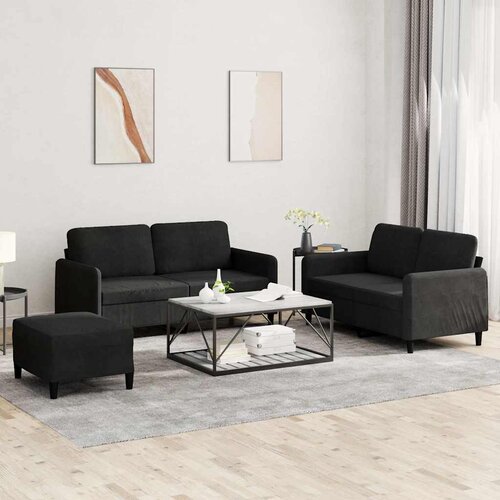  3-dijelni set sofa crni bar&amp;scaron;unasti Slike