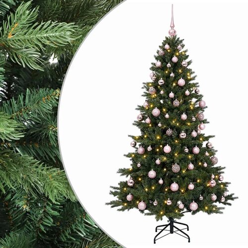 Umjetno božićno drvce s kuglicom 180 cm 300 LED lampica - 180 cm s LED-ima i ružičastim lopticama Slike