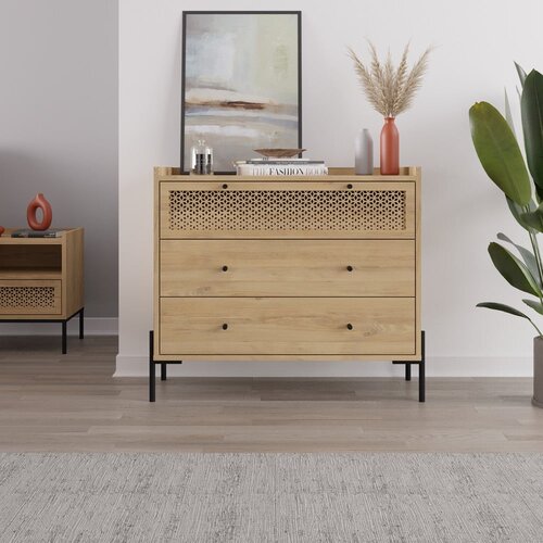 Marckeric Niska komoda u dekoru hrasta u prirodnoj boji 90x80 cm Mayra &amp;ndash; Slike