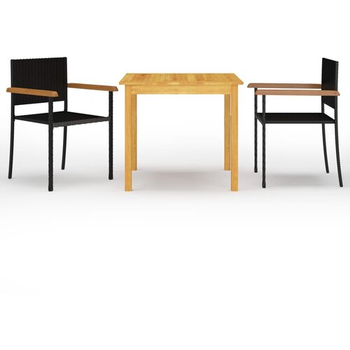  3-dijelni vrtni blagovaonski set crni Cijene