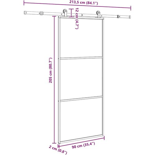  Klizna vrata s priborom 90 x 205 cm od ESG stakla i aluminija Slike