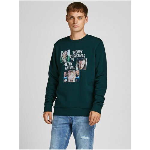 Jack & Jones Dark Green Christmas Sweatshirt Home Alone - Men Slike