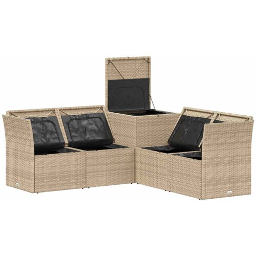 Set sofe 5 kom. Bež i krem bijela Poli Rattan i čelik Slike