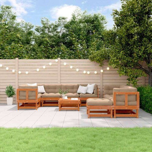  Set lounge namještaja za vrt 33 pcs Vosak smeđa i taupe - Vosak smeđa bor Cene