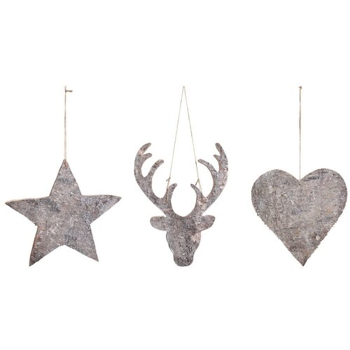 C&amp;ocirc;t&amp;eacute; Table set od 3 viseća ukrasa christmas ecorce Slike