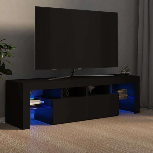 vidaXL TV omarica z LED lučkami črna 140x35x40 cm Cene