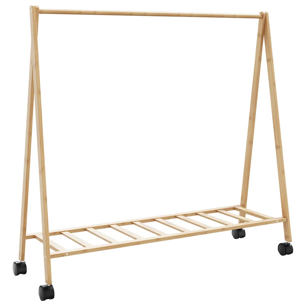 vidaXL Stalak za odjeću s policama i kotačima 106x34x106,5 cm bambusa Cijene