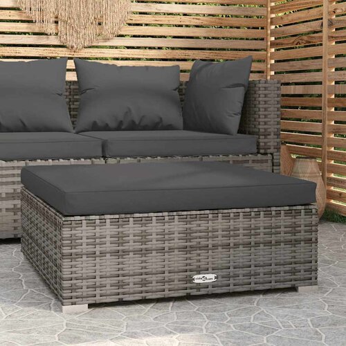  Vrtni tabure s jastukom sivi 70 x 70 x 30 cm od poliratana Cene