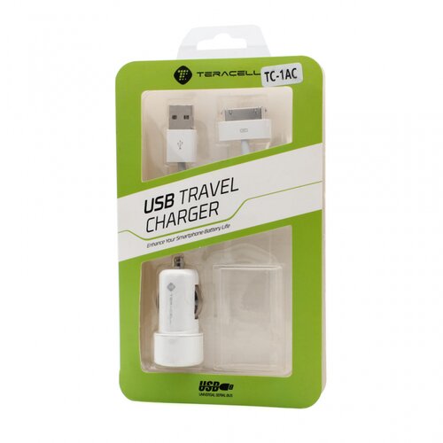 Teracell Auto punjac sa iPhone 4 kablom beli Cene