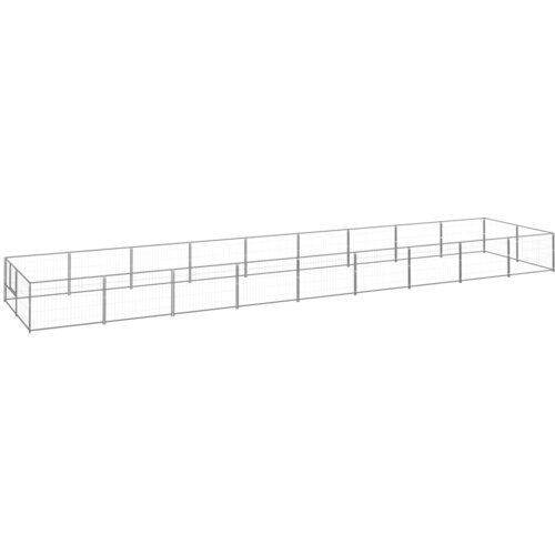 vidaXL Pasji boks srebrn 18 m² jeklo Cene