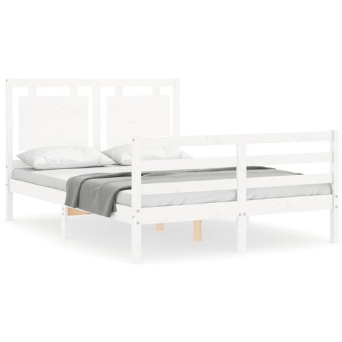 VidaXL Posteljni okvir z vzglavjem bel 120x200 cm trden les, (20735259) Slike