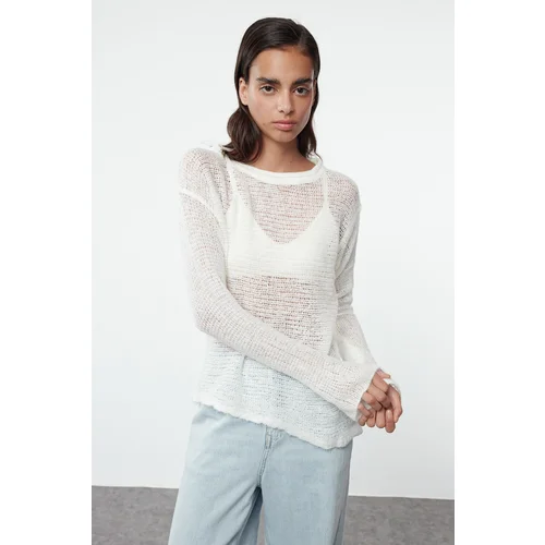 Trendyol Ecru Transparent Knitwear Sweater