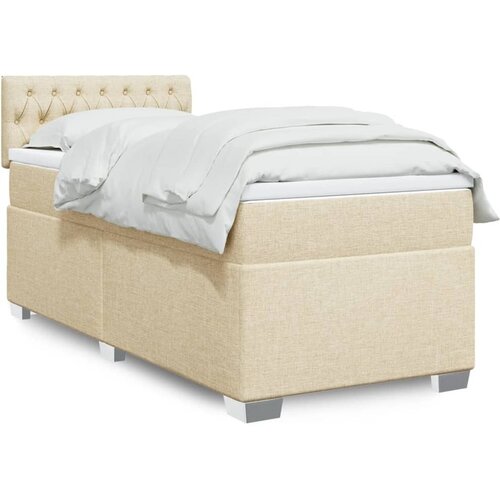 VidaXL Okvir kreveta s oprugama i madrac krem 80x200 cm od tkanine Slike