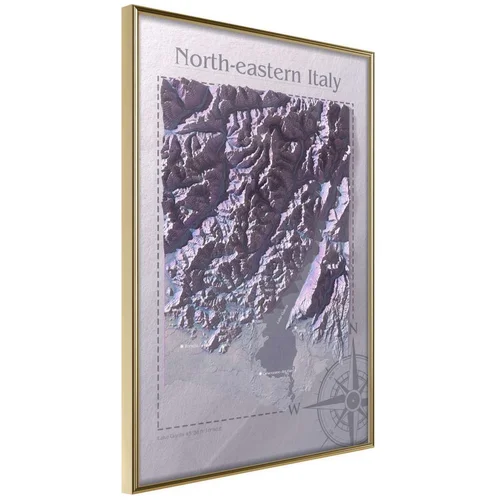  Poster - Raised Relief Map: North-Eastern Italy 20x30