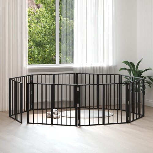  Vrata za pse 8 pcs Crna 80 x 60 cm Cinkani čelik Cene