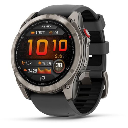 Garmin multisport GPS sat fēnix 8 Pro 51 mm AMOLED Sapphire, titanij, grafitno/crni silikonski remen Cijene