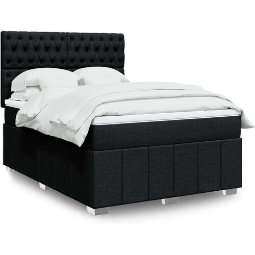 vidaXL Box spring postelja z vzmetnico črna 160x200 cm blago Cene