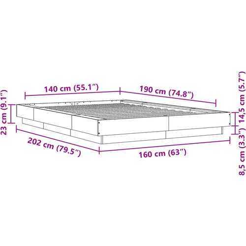  Okvir za krevet bijela 140x190 cm konstruirano drvo Slike