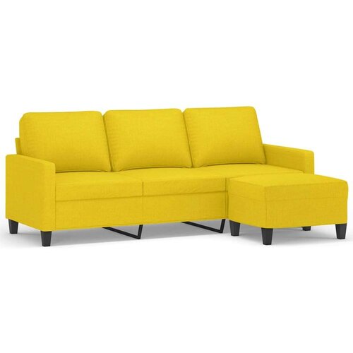  Trosjed s tabureom svjetložuti 180 cm od tkanine Slike