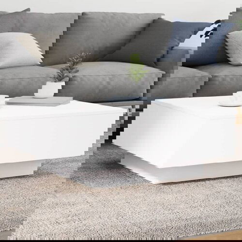  The Living Store Klubska mizica z LED lučkami bela 80x80x31 cm - Klubska Mizica, (21442466) Slike