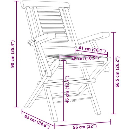  Sklopive vrtne stolice 4 kom 56x63x90 cm od masivne tikovine Slike