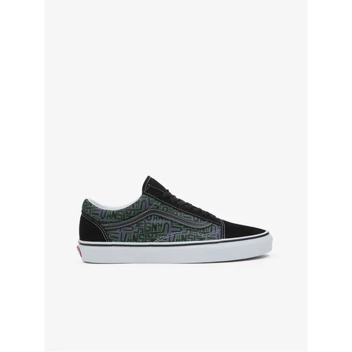 Vans Green-black mens patterned sneakers with suede details O - Men