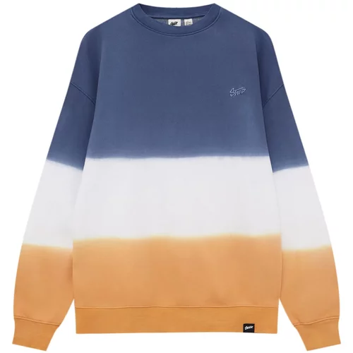 Pull&Bear Sweater majica morsko plava / svijetlonarančasta / bijela