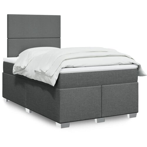 vidaXL Box spring postelja z vzmetnico temno siva 120x200 cm blago Cene