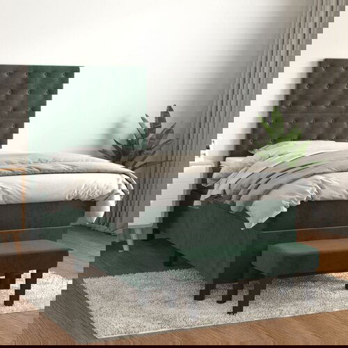  The Living Store Box spring postelja z vzmetnico temno zelena 80x200 cm žamet - Box Spring Postelja, (21489484) Cene