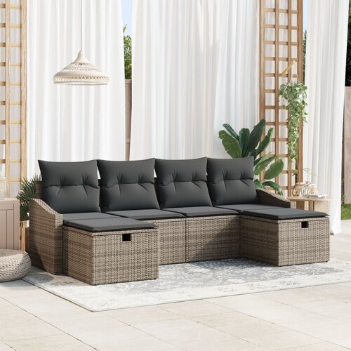 vidaXL Vrtna sedežna garnitura z blazino 6 pcs poli ratan, (5000142605) Cene