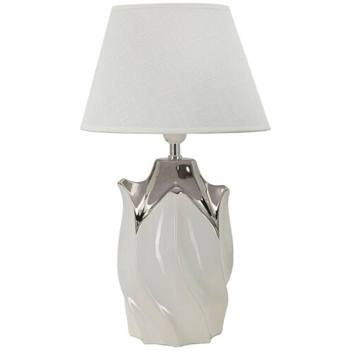 Mauro Ferretti Bijela/u srebrnoj boji stolna lampa keramička s tekstilnim sjenilom (visina 51 cm) Shiney &amp;ndash; Slike