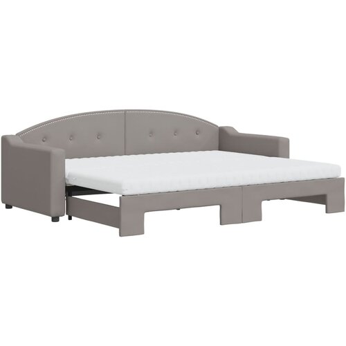 vidaXL Izvlečna dnevna postelja z vzmetnico taupe 80x200 cm blago, (20930040) Cene