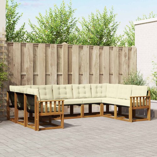  Set vanjskih sofa 9 pcs Prirodna i krem Čvrsto drvo akacije Cene