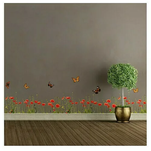 Dekorativna naljepnica Poppies & Butterflies (30 x 200 cm)
