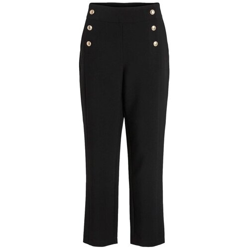 Vila Hlače Trousers Winnie Wide 7/8 - Black Črna Slike