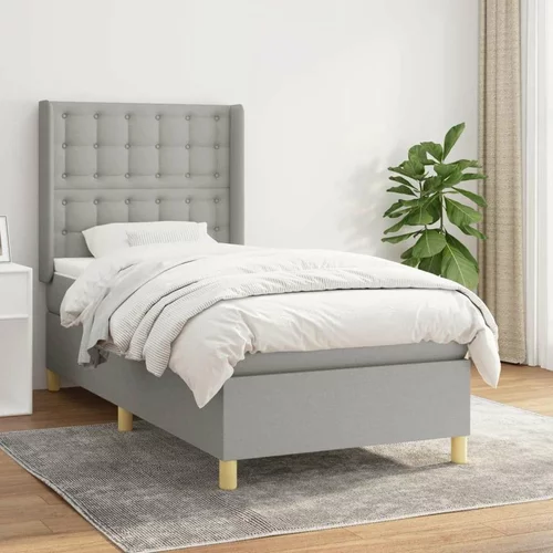  Box spring postelja z vzmetnico svetlo siv 100x200 cm blago, (20930615)