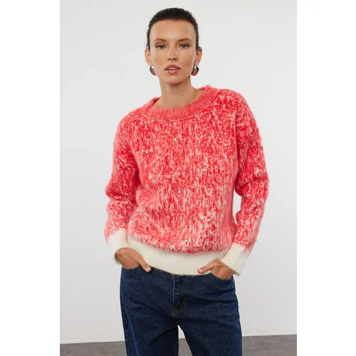 Trendyol Red Soft Textured Patterned Knitwear Sweater