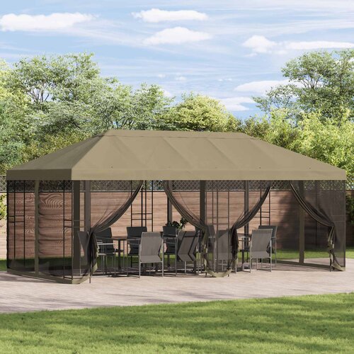  Pokrov za gazebo s bočnim zidovima 6 x 3 m Bež Poliester 190 Cijene