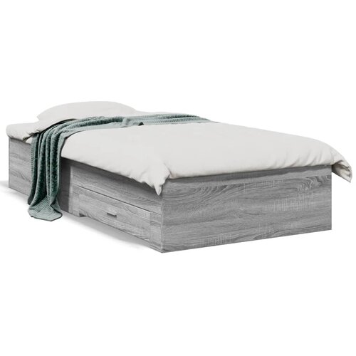 VidaXL Posteljni okvir s predali siva sonoma 75x190 cm inženirski les Slike