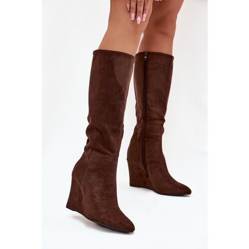 Boto Warm ladies wedge boots chocolate Rosina Slike