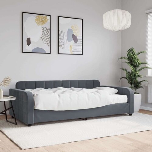 vidaXL Dnevna postelja z vzmetnico temno siva 100x200 cm žamet Cene