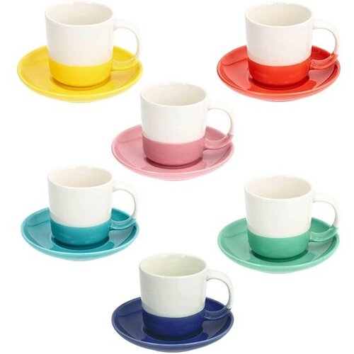Tognana 6-delni set skodelic za črno kavo s podstavkom Rainbow, porcelan, 110 ml Slike
