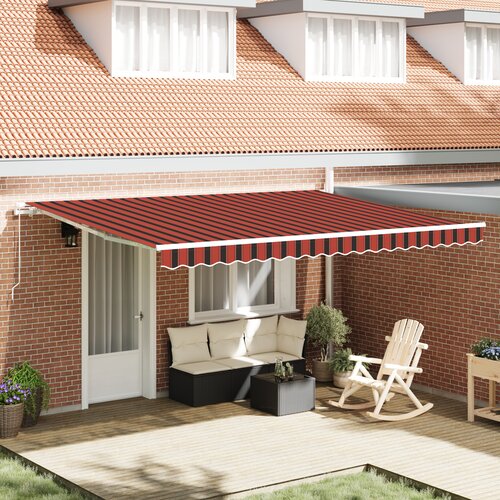 VidaXL Ročna retraktibilna tenda Rdeča in Rjava 450x350 cm Slike