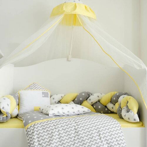 Belis posteljina za krevetac my home pletenica grey yellow 120X60 cm Slike