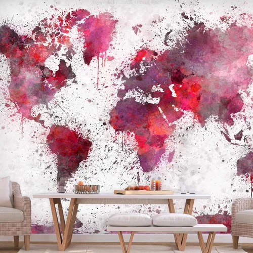  tapeta - World Map: Red Watercolors 250x175