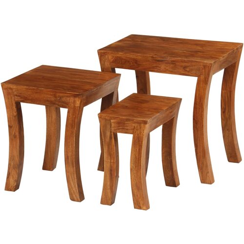 3 Set uklapajućih stolića 3 kom 50x35x50 cm smeđi drvo bagrema Slike