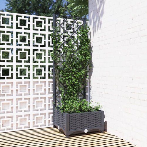 vidaXL Vrtna sadilica s rešetkom tamnosiva 40 x 40 x 121,5 cm PP Cijene